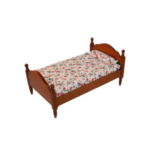 Bett geblümt 16x10cm Mittelbraun 1:12