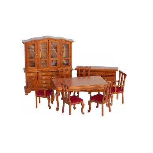 Speisezimmer Holz mittelbraun 9-teilig 1:12
