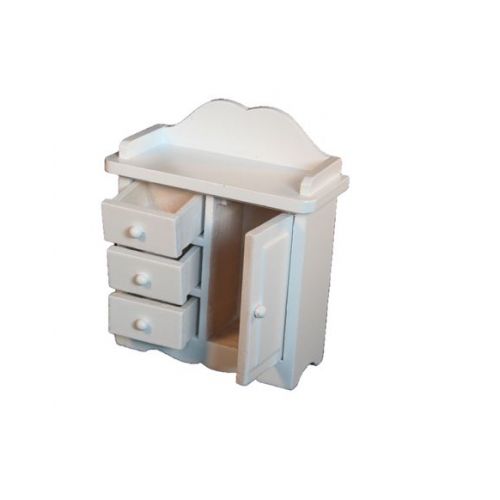 Wickelkommode Wickeltisch Holz weiß lackiert mit Auflage beige - 2