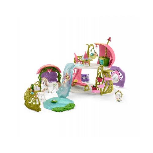 Schleich - 42445 - Glitzerndes Blütenhaus mit Einhörnern, See und Stall