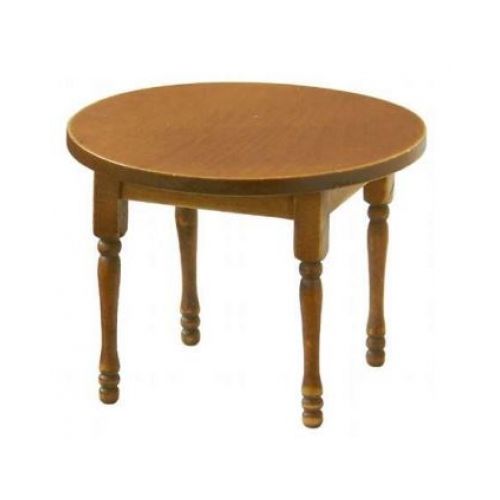Runder Esstisch Tisch Holz mittelbraun 1:12