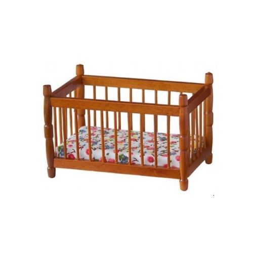 Kinderbett - Gitterbett - mittelbraun  1:12