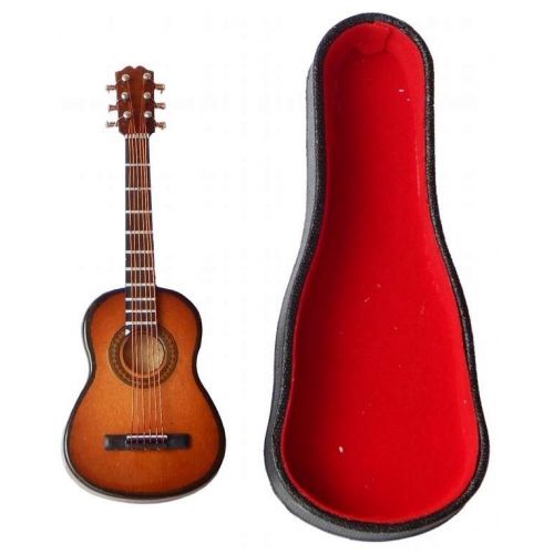 Gitarre 10cm braun mit Koffer
