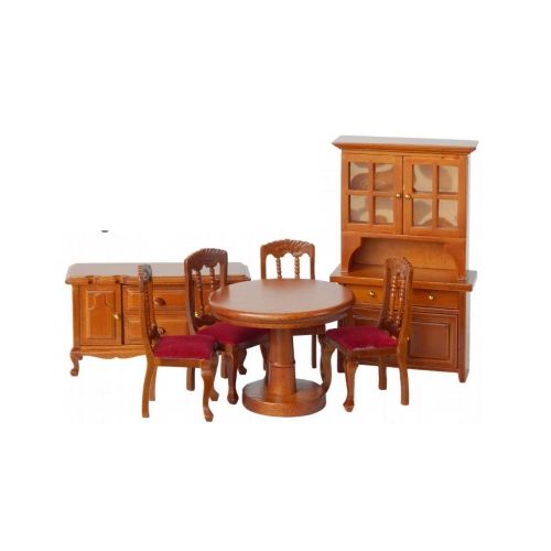 Esszimmer Speisezimmer Holz mittelbraun 7-teilig 1:12