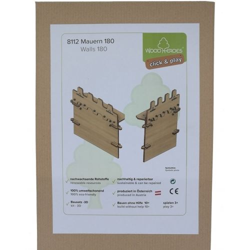 Qualitäts Holzbausatz Zwei Mauern 180 Click&Play - bespielbar - Made in EU - 4