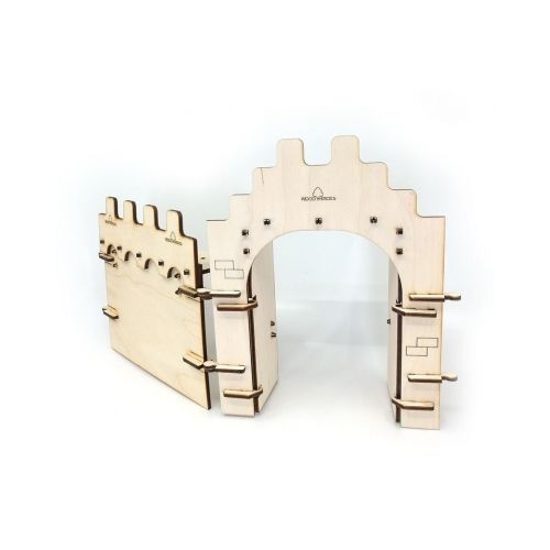 Qualitäts Holzbausatz Mauer & Mauertor Click&Play - bespielbar - Made in EU - 4