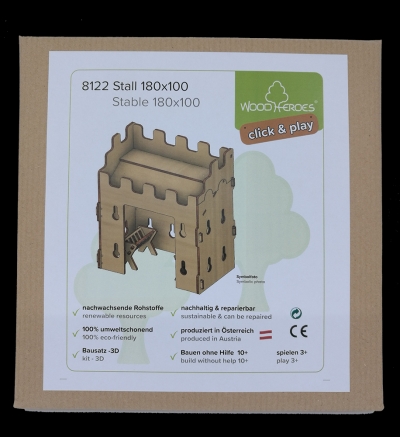 Qualitäts Holzbausatz Stall 180x100 Click&Play - bespielbar - Made in EU - 3