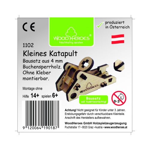 WoodHeroes Qualitäts Holzbausatz Kleines Katapult - bespielbar - Made in EU - 2