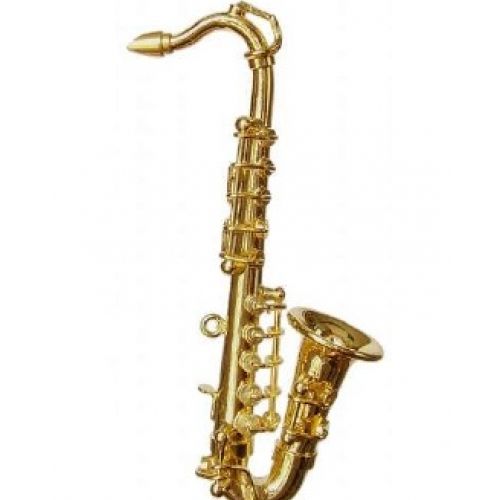 Saxophon aus Messing 8 cm mit Koffer 1:12