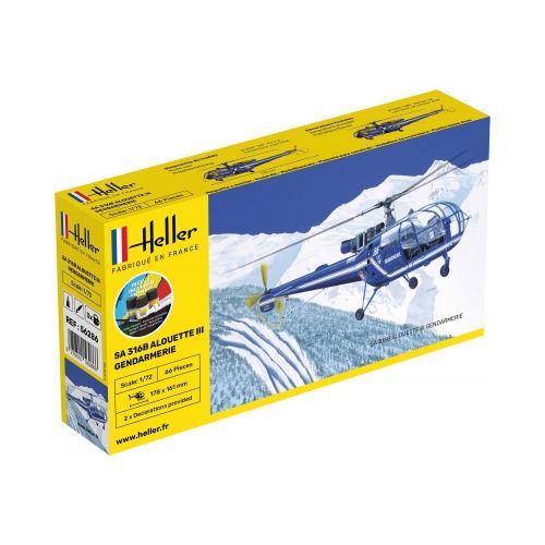 STARTER KIT Hubschrauber Helikopter SA 316 Alouette III Gendarmerie 1:72