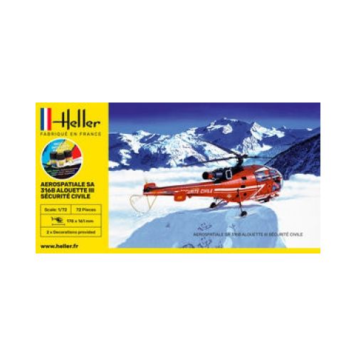 STARTER KIT Helikopter Alouette III Sécurité Civile  1:72 - 3