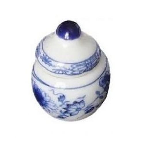 Porzellan Zuckerdose mit Blumenmuster Zwiebelmuster 2 cm