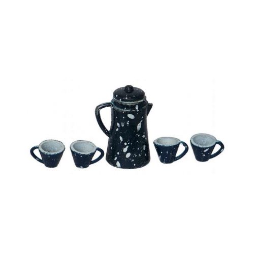 Teekanne - Kaffeekanne mit 4 Tassen blau 2,6 cm