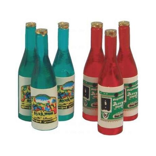 6er Set rote & grüne Flaschen mit Label