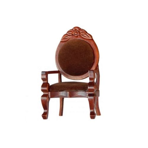 Stuhl Holz Mahagoni mit braunem Polster