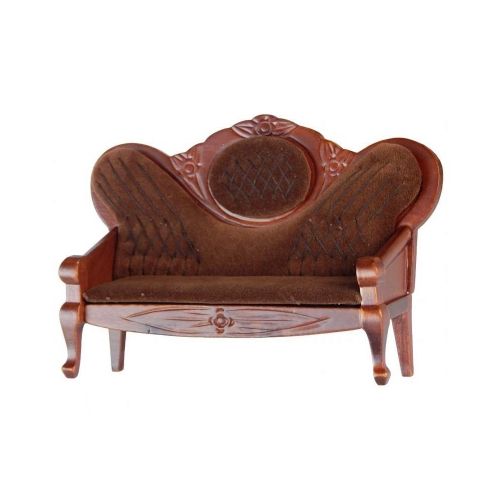 Viktorianisches Salon Sofa Mahagoni mit braunem Polster