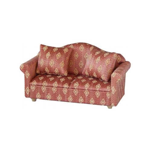 Sofa rosa mit gelbem Muster inklusive 2 Kissen