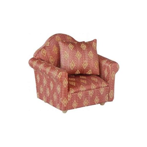 Sitzgruppe rosa & gelbem Muster mit Sofa Sessel und Hocker - 3