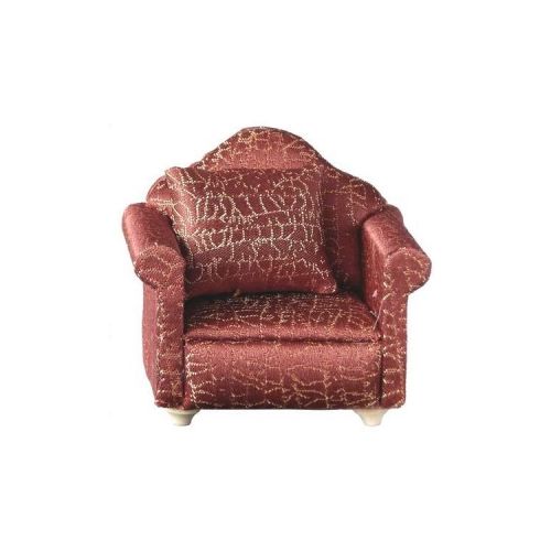 Sitzgruppe rot & goldenem Muster mit Sofa Sessel und Hocker - 3