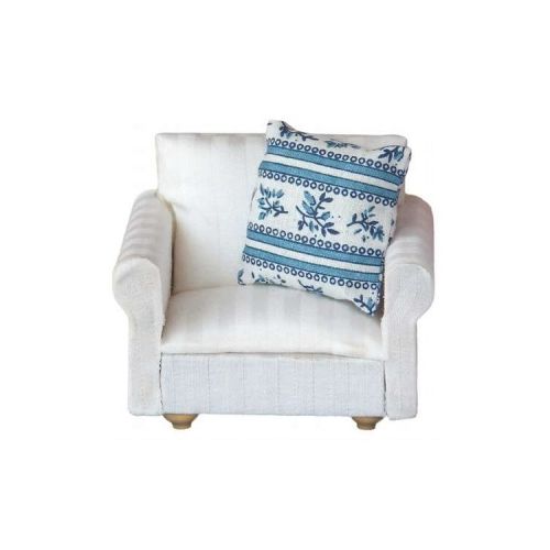 Sitzgruppe weiß gestreift mit Sofa Sessel und Hocker - 4