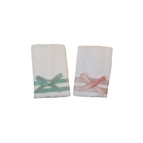 4er Set Handtuch Handtücher  3,5x2,7cm weiß mit Schleife