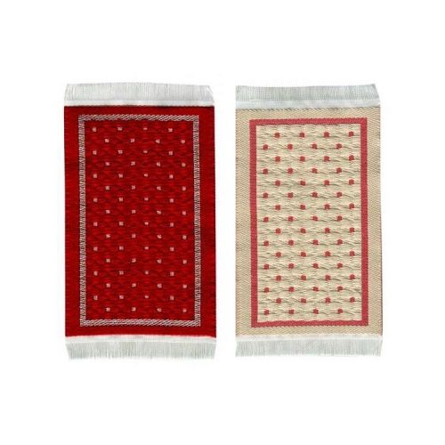 Wendeteppich - Rot / Beige  gepunktet 8 x 4,5 cm