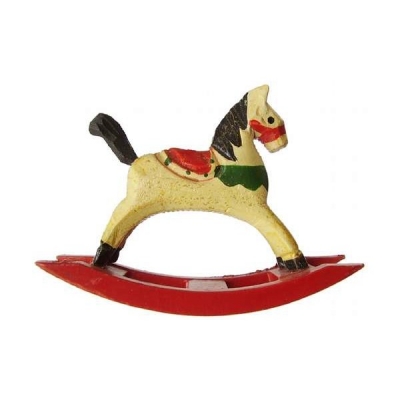 Holz Schaukelpferd 8cm mit roten Kufen