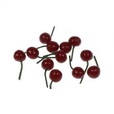 12er Set Kirschen dunkelrot